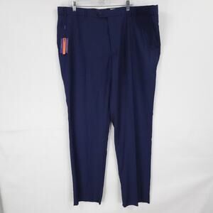 Giorgio Fiorelli Pants Men 46R Navy‎ Modern Fit Dress Slacks Unhemmed Business